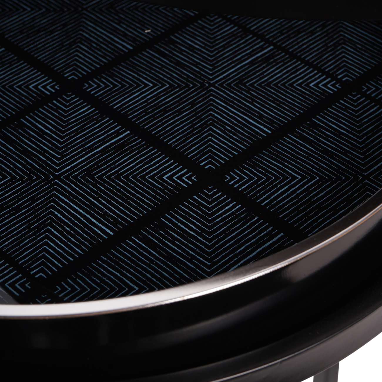 Set of 2 Midnight Black Squares Pattern Side Tray Tables